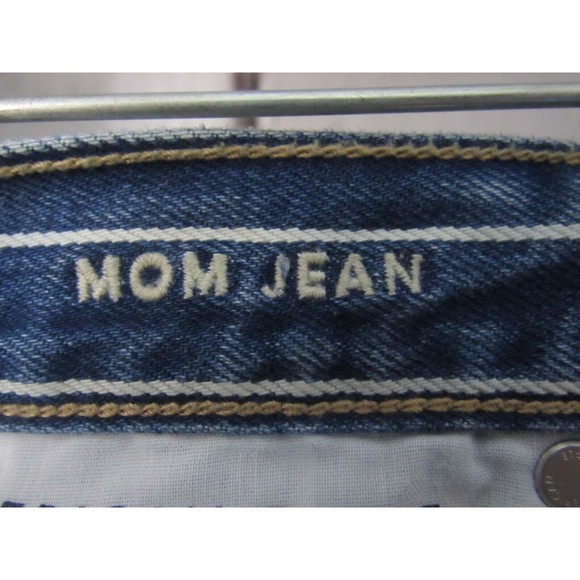 American Eagle Women Mom Jeans Size 4 Blue & White Stripes 11" High Rise Denim - Picture 4 of 5